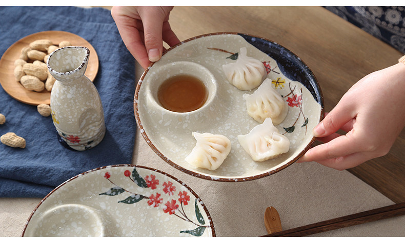 Title 6, Ceramic Dumpling Plate With Vinegar Dish Househ...