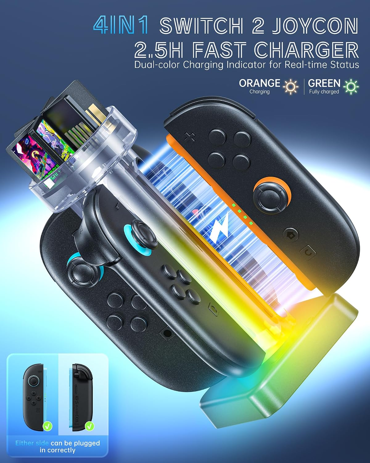 Charging Dock For S Witch 2 Controller, JoyCon Station With Lamppost LED — image 7