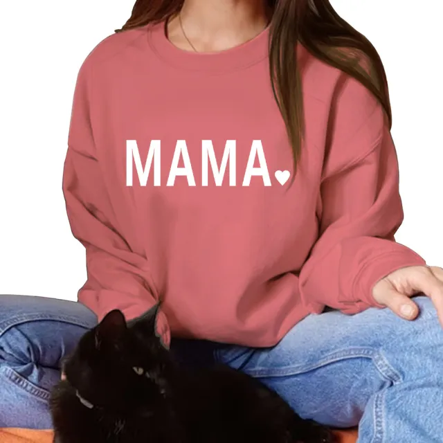 Thanksgiving MAMA Print Casual Crewneck Sweatshirt Pink - Shop at LoveMi