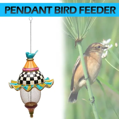 Metal Bird Feeder Creative Pattern Birdhouse Hanging Decor Garden