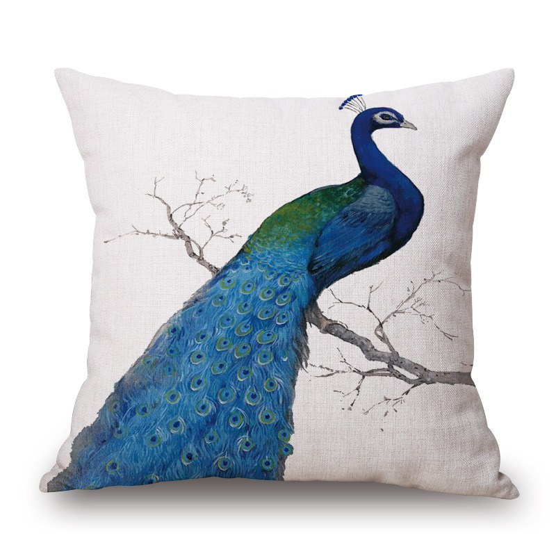 Household Fashionable Ink Painting Peacock Pillowcase
