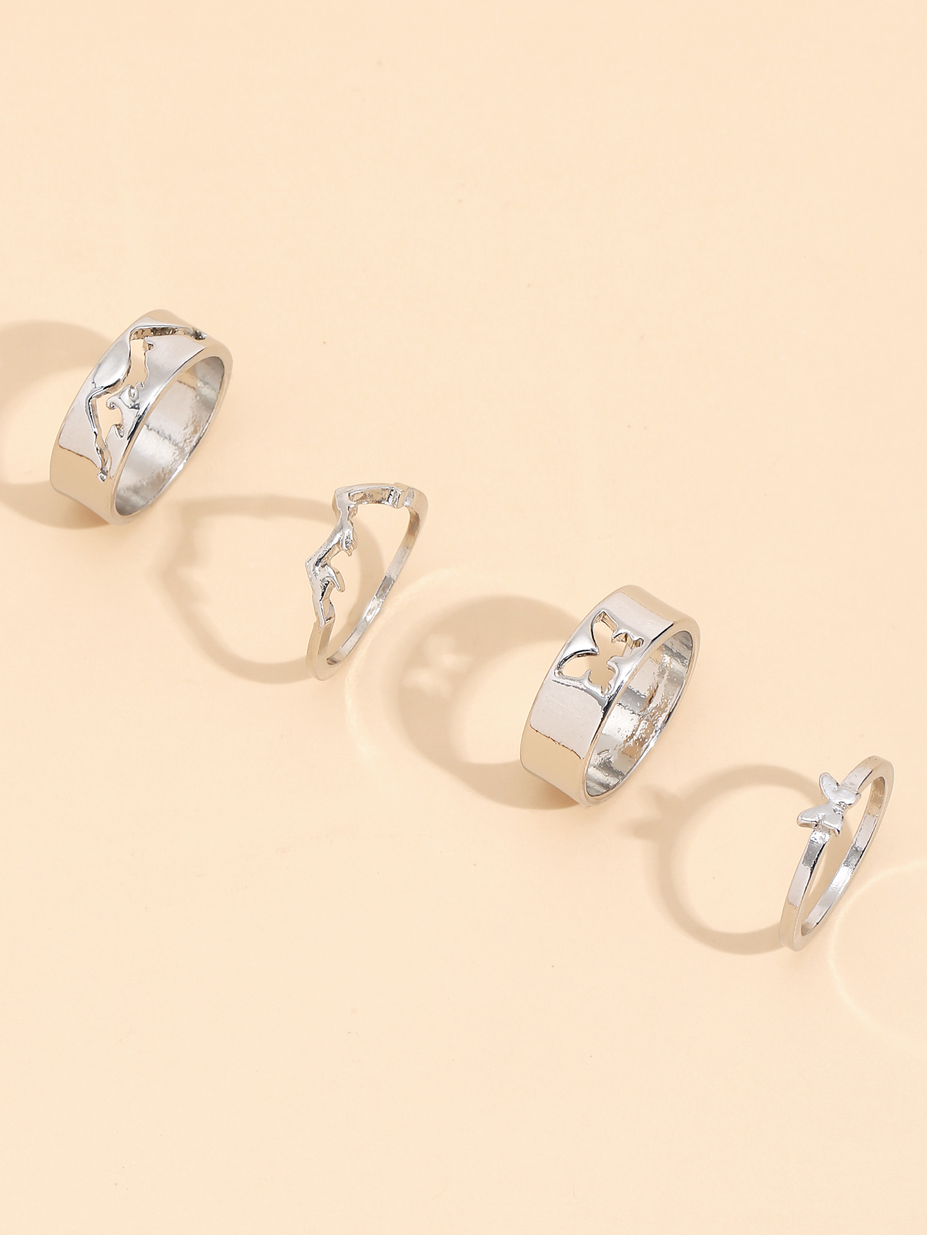 Butterfly Ring Set Creative Hollow Personality Glossy