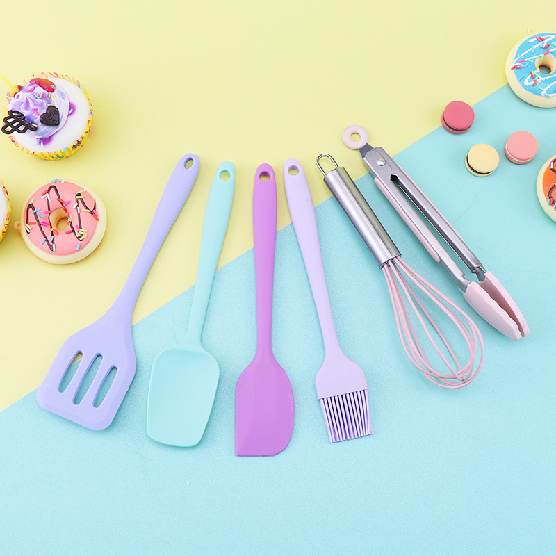 Purple Mini Silicone Kitchenware 6-piece Baking Spatula Set