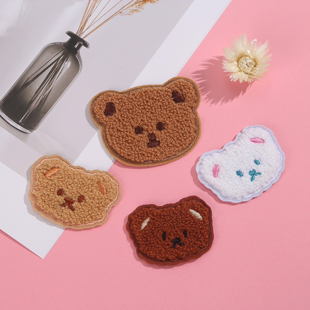 Cute Cartoon Bear Embroidery Cloth Sticker - Image 5
