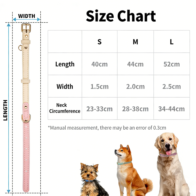 S M L Dog Collar, Leather Dog Collar, For Small, Medium, And Large Dogs, Basic Collar, Adjustable Pet Collar