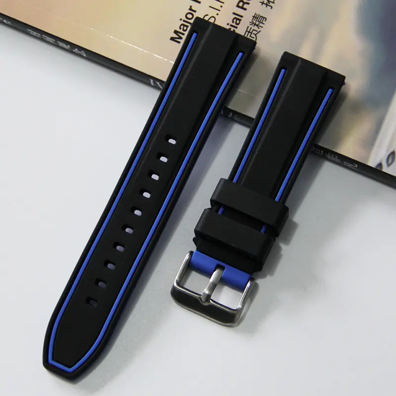 Sports Sweat Resistant Dual Color Silicone Watch Strap