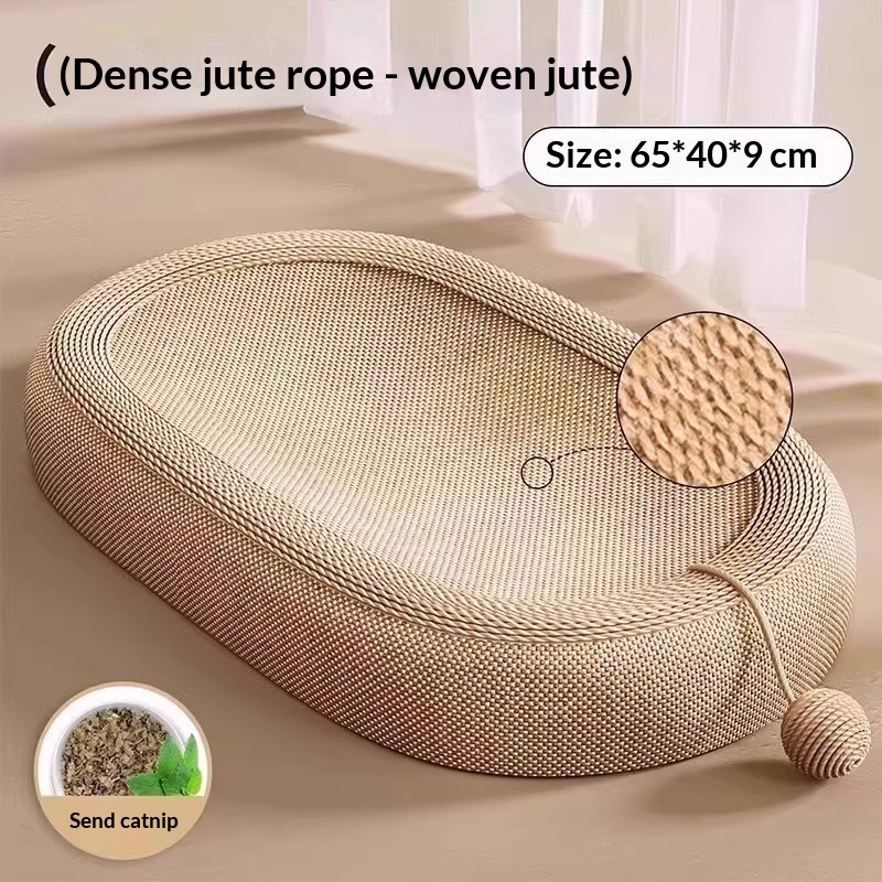 Extra-large Integrated Sisal Rope Cat Scratcher Bed, Wear-Resistant Low-Shedding Scratcher Bowl.