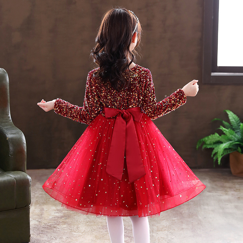 Girls Comfort Sleeve Long Sleeve Starry Sky Dress