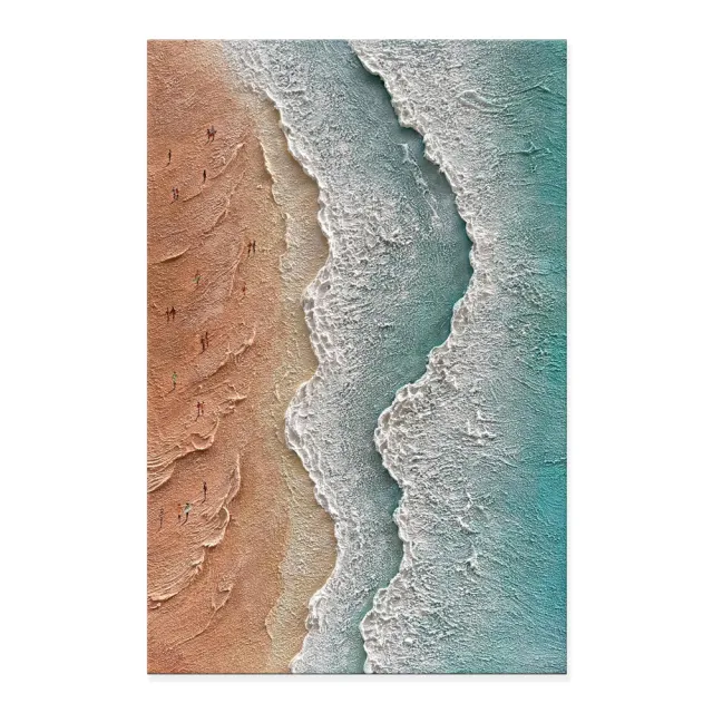 Handmade 3D Textured Acrylic Design Seaside Beach Vacation Landscape Canvas Oil Painting Wall Decor Art Unframed Wall Picture Crafts Pieces Witho... Without Inner Frame - Shop at LoveMi