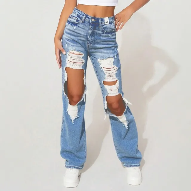Women's High Waist Jeans, Straight Leg Ankle Length Jeans In A Classic Style, Cotton Denim For All Seasons Forbidden Platform Temu Blue - Shop at LoveMi