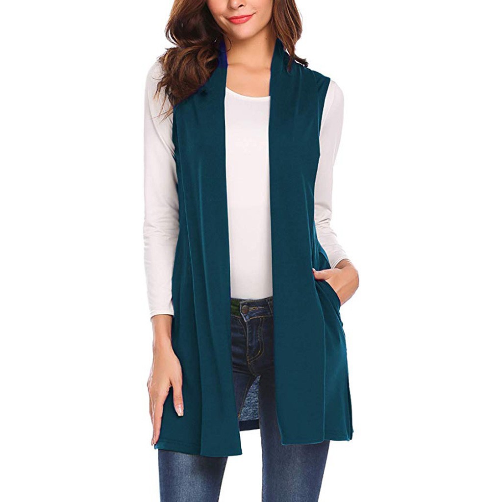 Sleeveless Shawl Vest Vest Plus Size Top