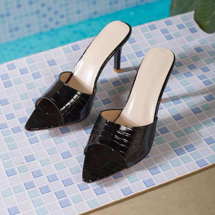 Women's Pointed Toe Open Toe Slip-On Stiletto Heel Sandals, Summer Outdoor Wear, Elegant All-Match Plus Size Sandals