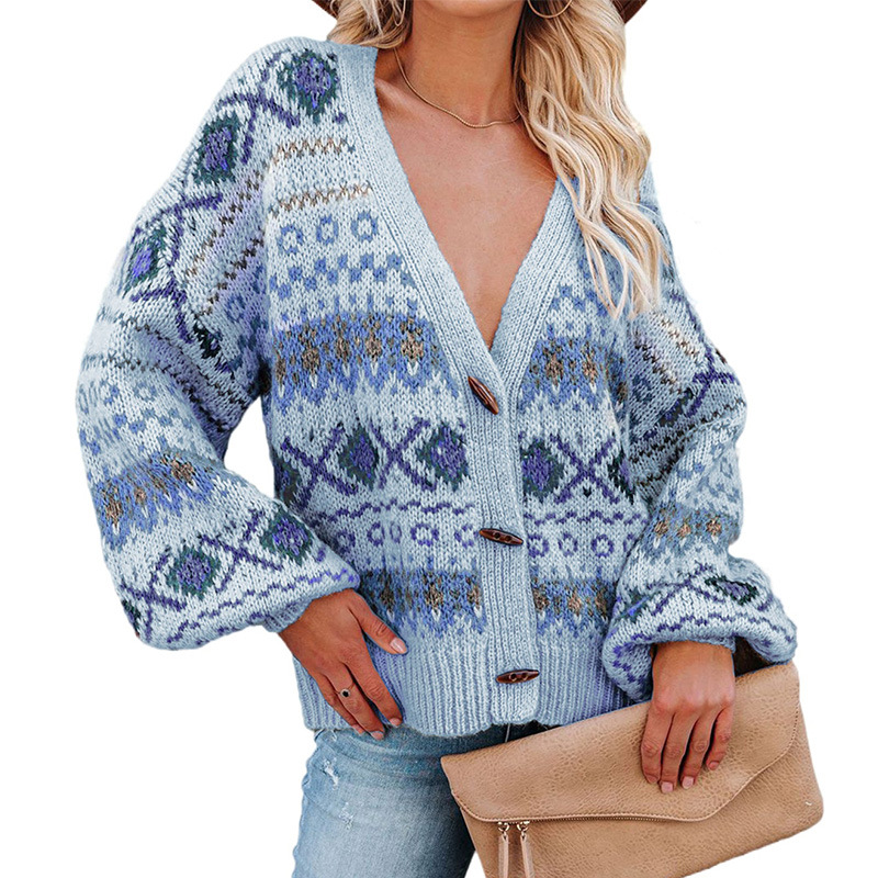 Knitted Sweater Women Loose Casual V-neck Cardigan Jacket