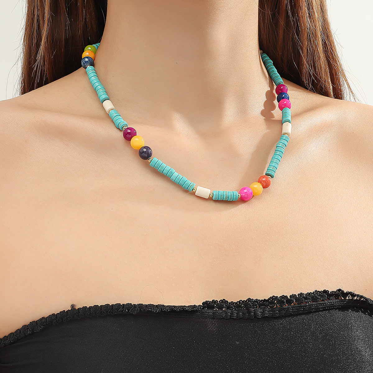 Title 5, Collar de cuentas de colores para mujer con dis...