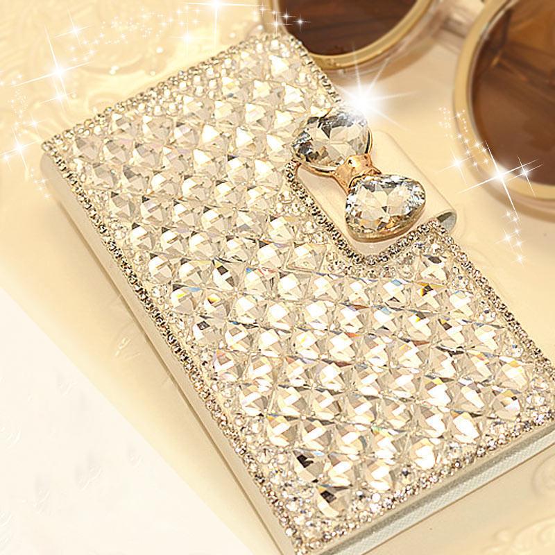 Bow Knot Rhinestone Mobile Phone Leather Case Card Wallet - Image 5