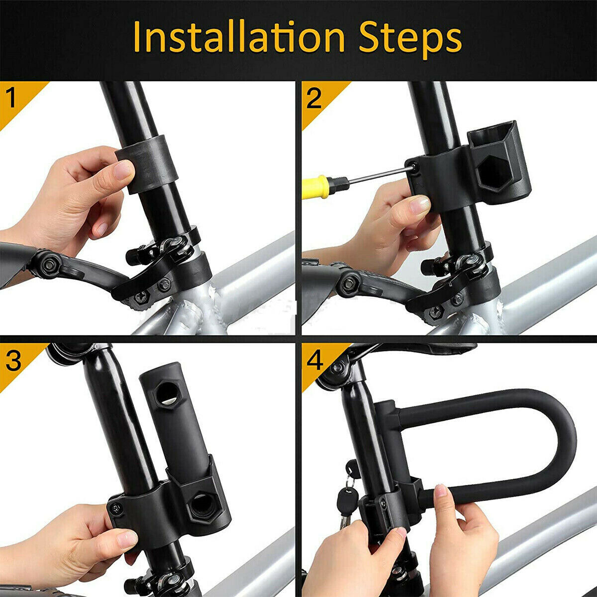 Bike D U Lock Heavy Duty Bicycle Motorbike Motorcycle Scooter Vehicle Security — image 7