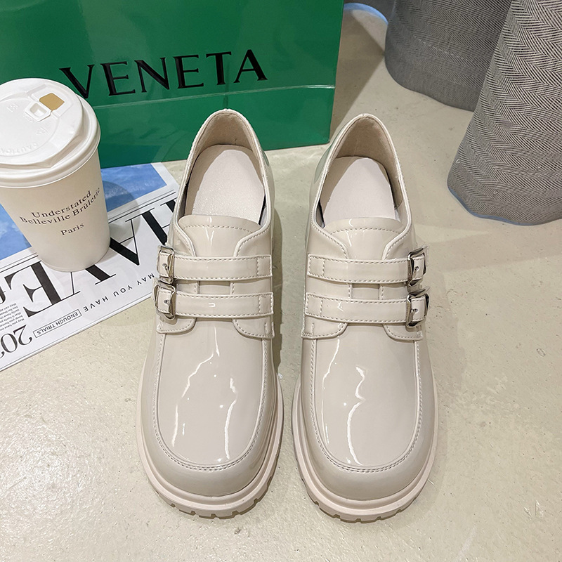 Women's High heeled British Style Leather Shoes Beige - Shop at LoveMi