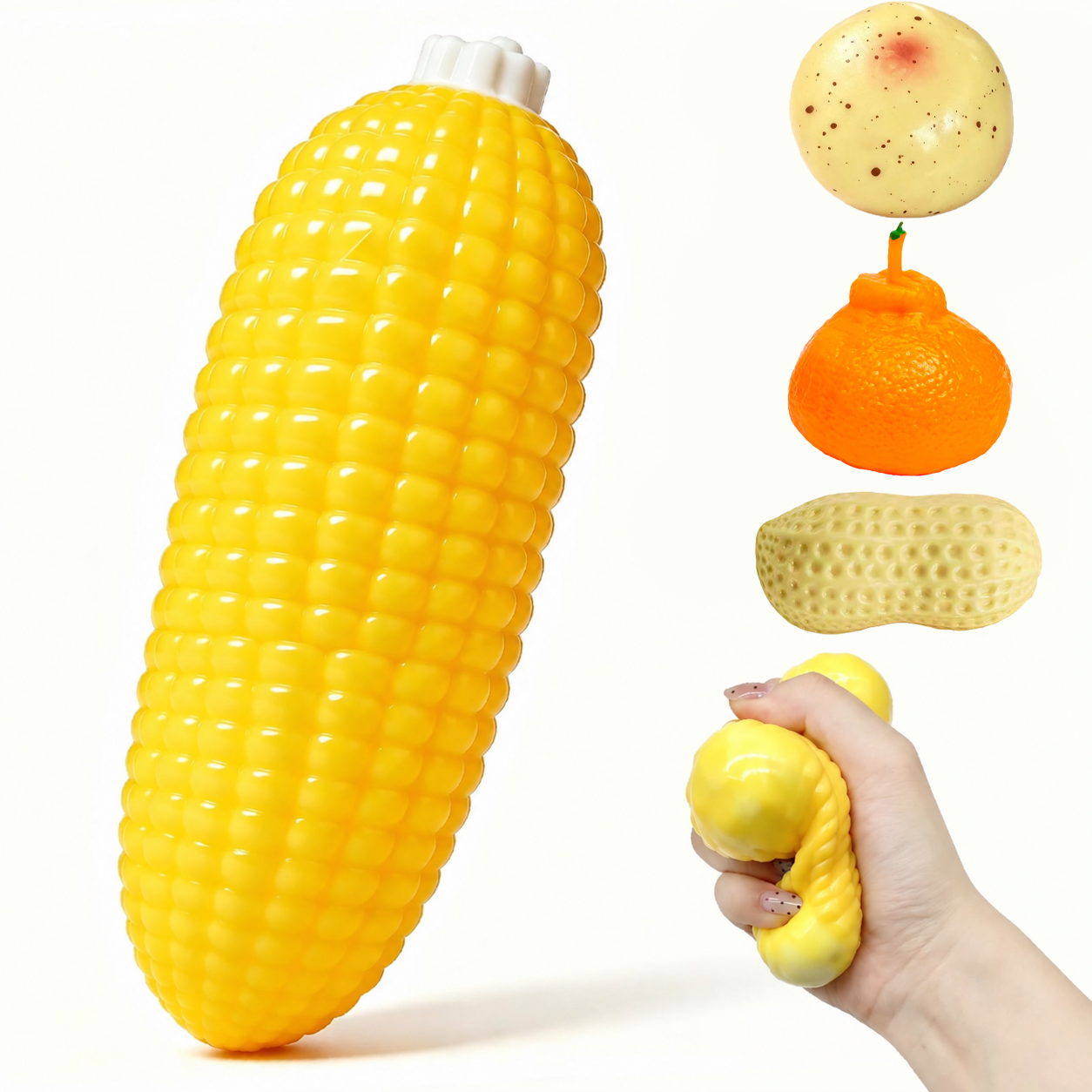 Crunchy Orange Peanuts, Corn, Potatoes Toys, Asmr Crunchy  Stress Ball Realistic Orange Sensory Toy With ASMR Crunch Sound,Soft Slow Rising Fruit Fidget Toys For Desk,Travel,Gifts For All Ages