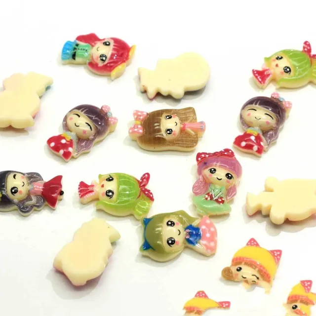 Cute Cartoon Resin Princess Girl Patch Diy Handmade Hair Ring And Hairpins Accessories Phone Case Decorative Material Mixed Color Random - Shop at LoveMi