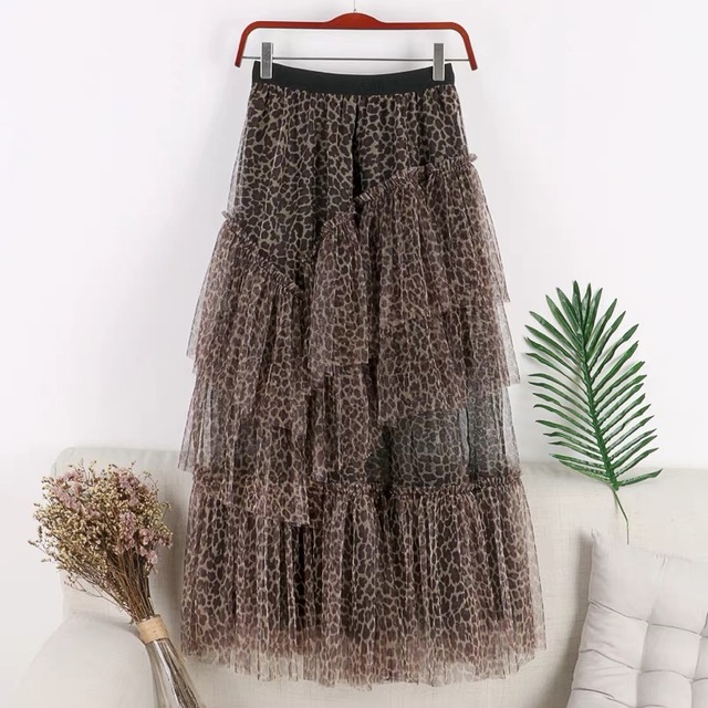 Title 4, Leopard-Print High Waist Mesh Rock. Modischer L...