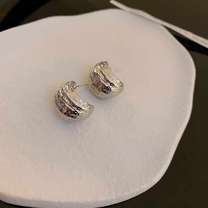 Niche Designer Silver Circle Earrings Luxury Minimalist Versatile Studs For Ladies