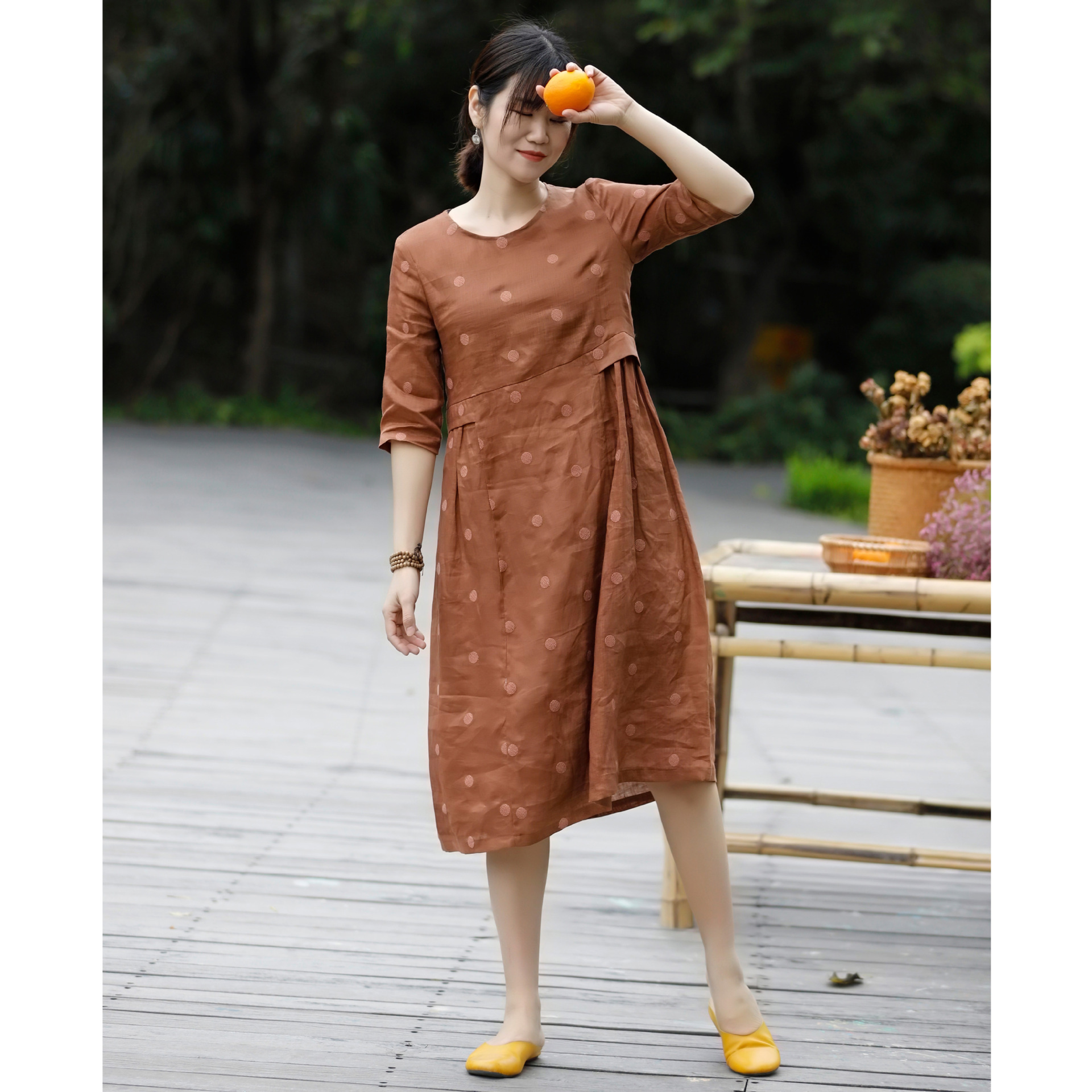Embroidered Swing Midi Dress