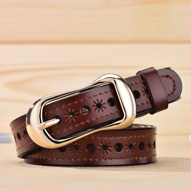 Title 4, Womens Fashion Versatile Leather Hollow Belt