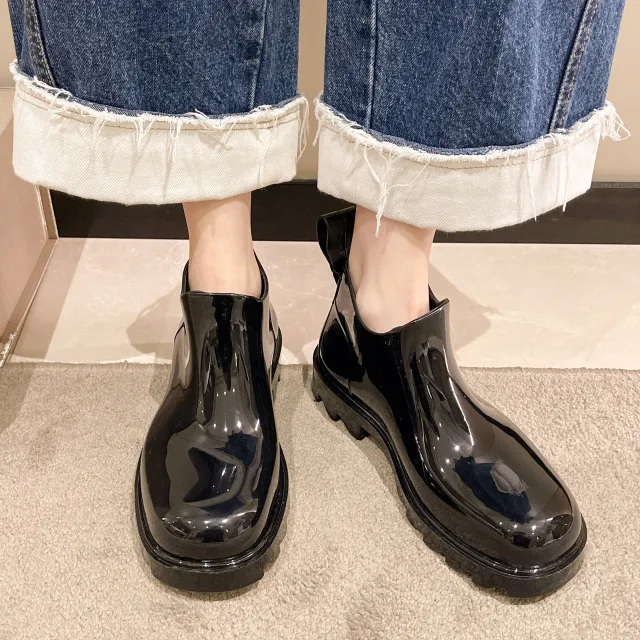 Fashion Candy Color Rubber Anti Slip Rain Boots Black - Shop at LoveMi