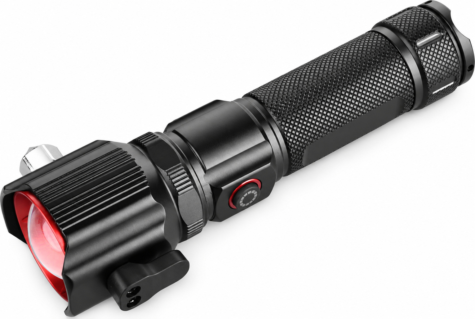 Rechargeable White Laser Zoomable Power Bank Function LED Flashlight W5197 Black 400LM Aluminum Alloy 4
