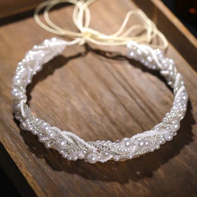 Bridal Headband Wedding Dress Women Headband Handmade White - Shop at LoveMi