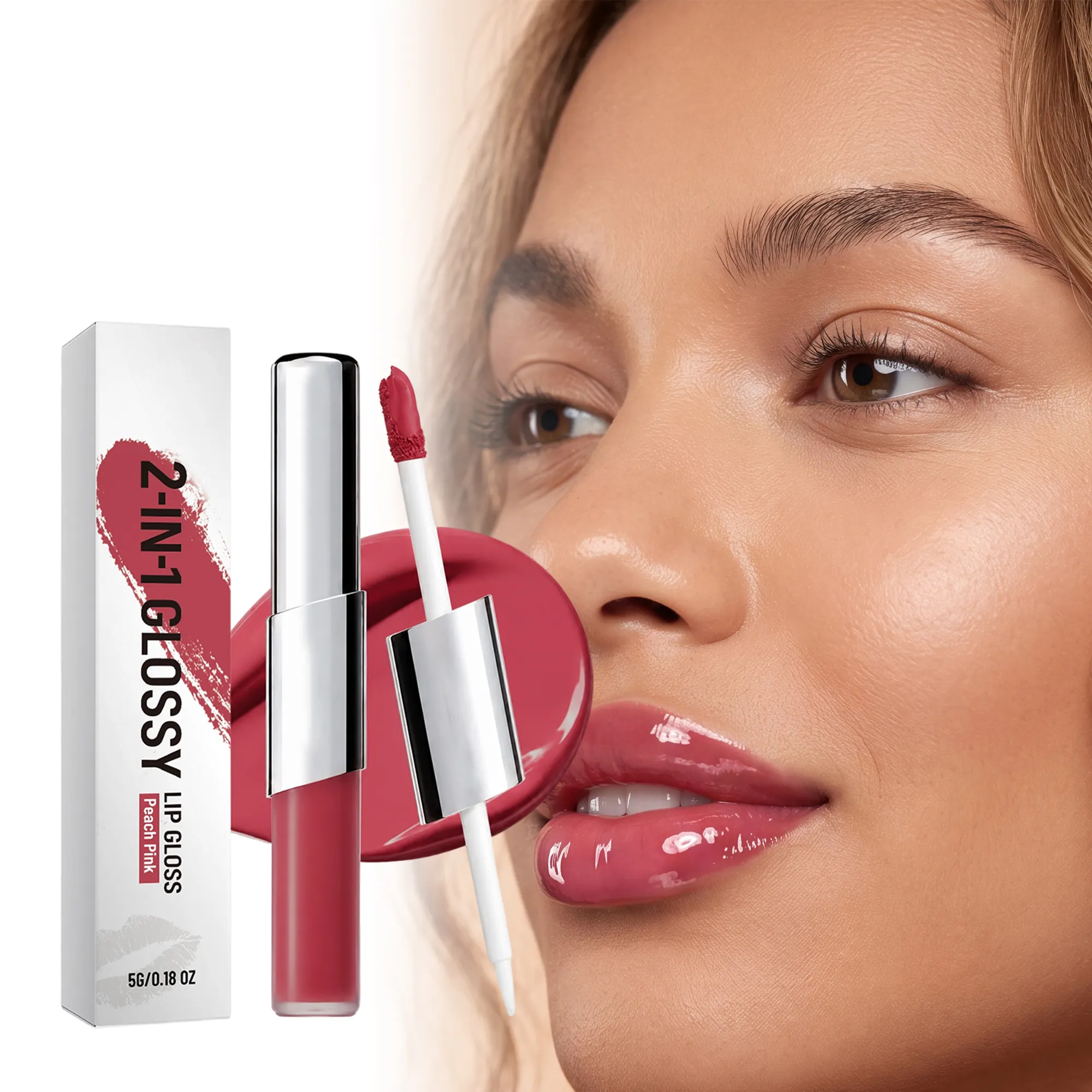 2-in-1 Long-lasting Shiny Lip Gloss 5g