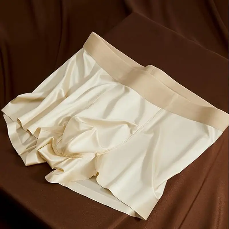 3pcs Satin Silk Boxer Briefs Mid Waist Underpants,Men's Light Luxury Satin Ice Silk Fashion Breathable Boxer Briefs, Silky Sexy Mens Underwear