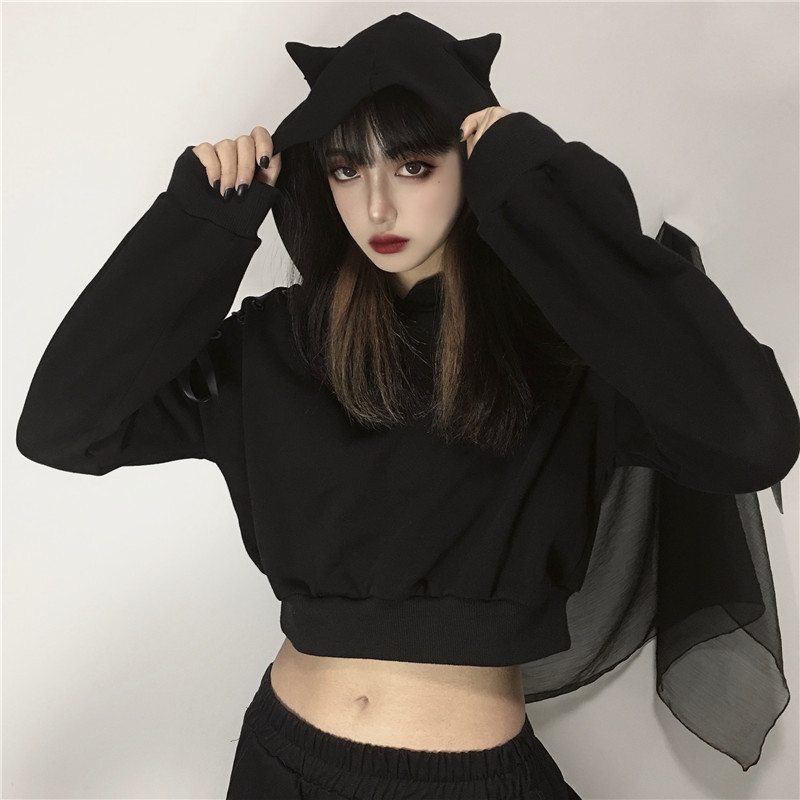 Short Sweater Women Ins Dark Lace Strapless Cat Earmuffs Top Loose
