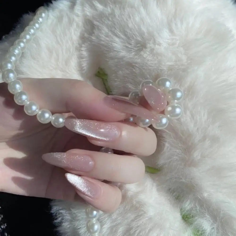Tan Long Crystal Cat Eye Soft Nail