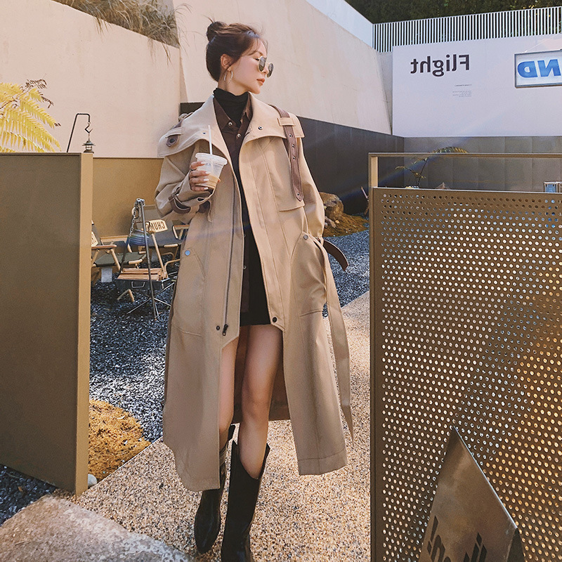 Autumn New Fashion Temperament Mid-length Windbreaker Casual All-match