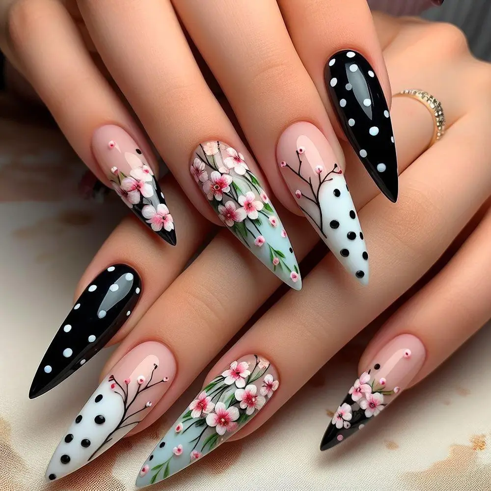 Of Elongated Pointed Acrylic Nail Stickers