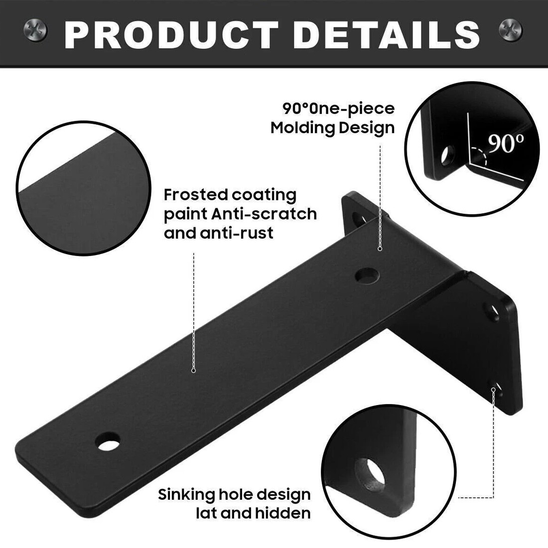4 Pack Floating Shelf Brackets 20CM Heavy Duty Metal For Support Wall Hanging — image 6