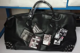 Leather gym bag - Black