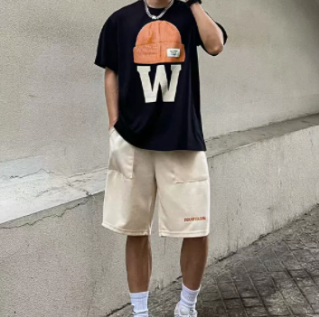 Shorts Men's China-Chic Hip Hop Drawstring Sports Straight Crops