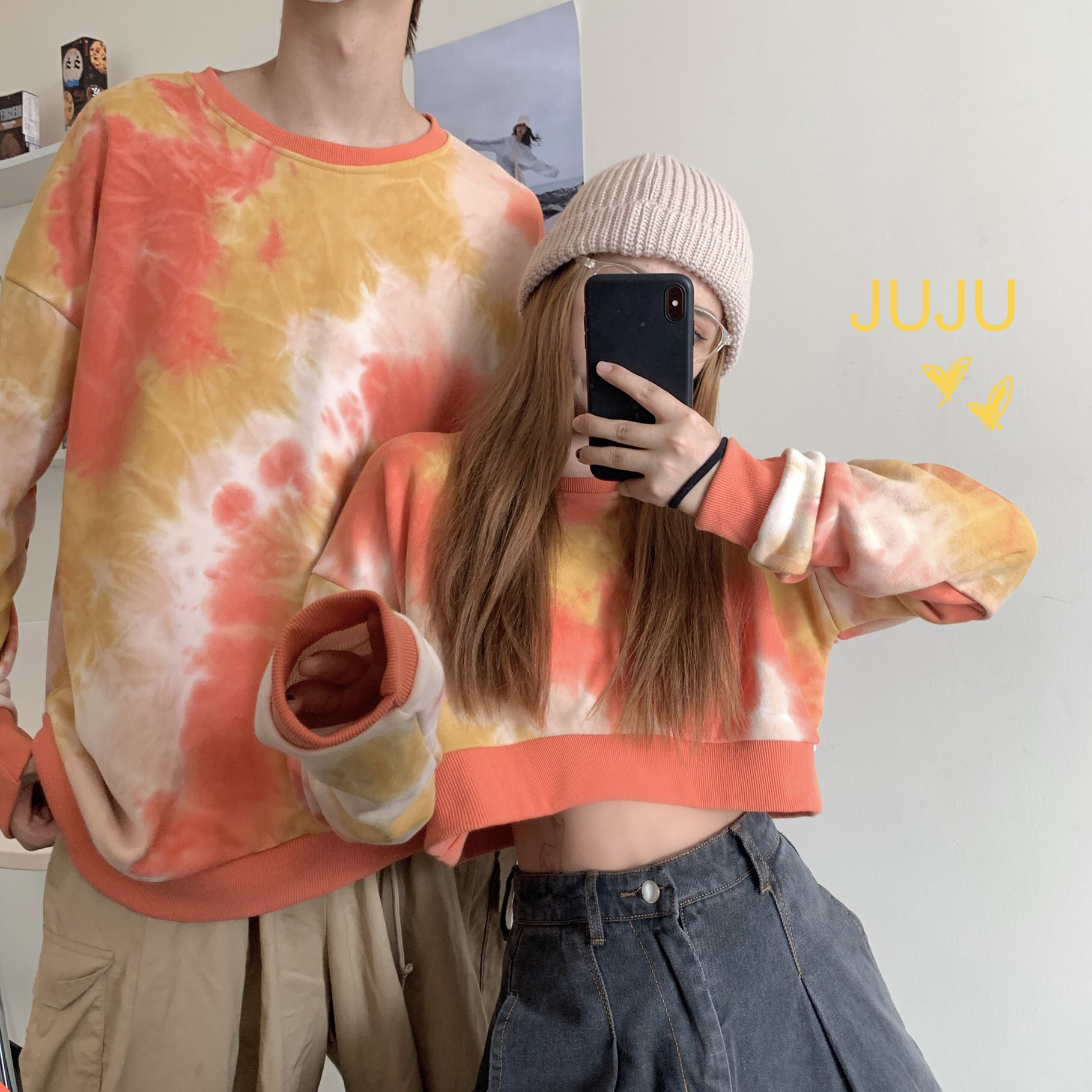 Title 4, Tie-dye Couple Girlfriends Dress Sweater Female...