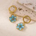 Stainless Steel Multi-colored Dripping Oil Flower Pendant Necklace Earrings view 2