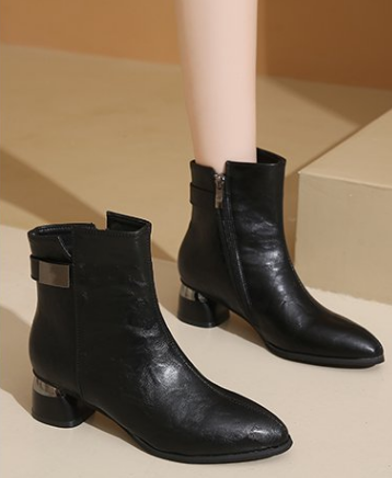 Women's Short Chelsea Boots, British Style Square Toe Block Heel Mid Heel Ankle Boots For Ladies