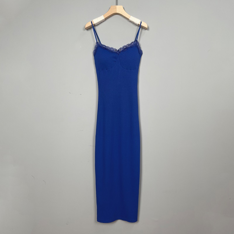 Royal Blue V-Neck Lace Strap Dress