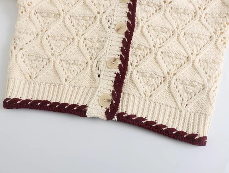 Women's Loose Contrast Color Knitted Cardigan Coat