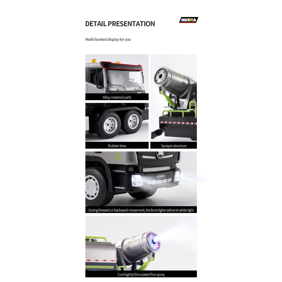 Huina 1316 1-18 Semi-Alloy Remote Controlled Fog Cannon Truck Toy 6