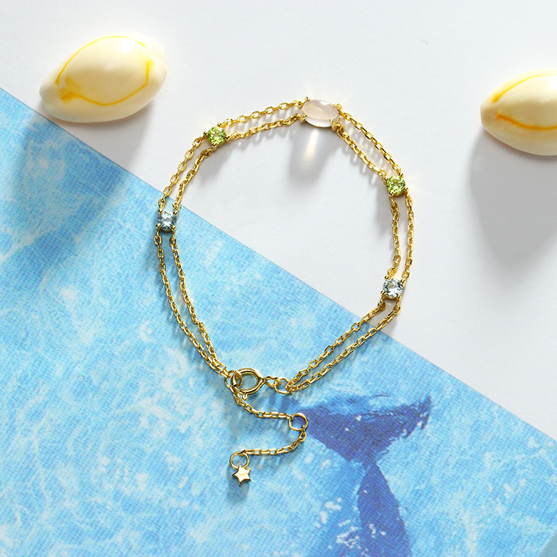 Jewelry Natural Crystal Double Layer Bracelet