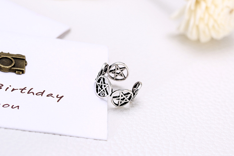 Title 4, Pentagram Openwork Retro Rings Women