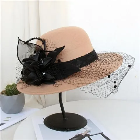 Ladies Temperament Retro Mesh Fashion Hat Trend Camel - Shop at LoveMi