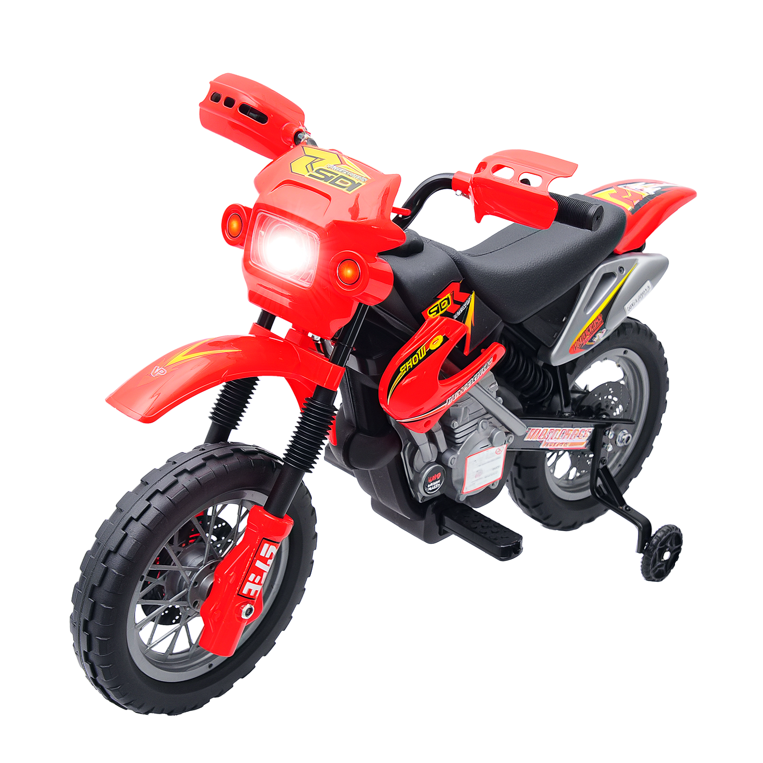 Moto eléctrica para niños de 6 V con ruedas de entrenamiento, a batería, color rojo / Kids 6V Electric Ride-On Motorcycle With Training Wheels, Battery-Powered, Red 51