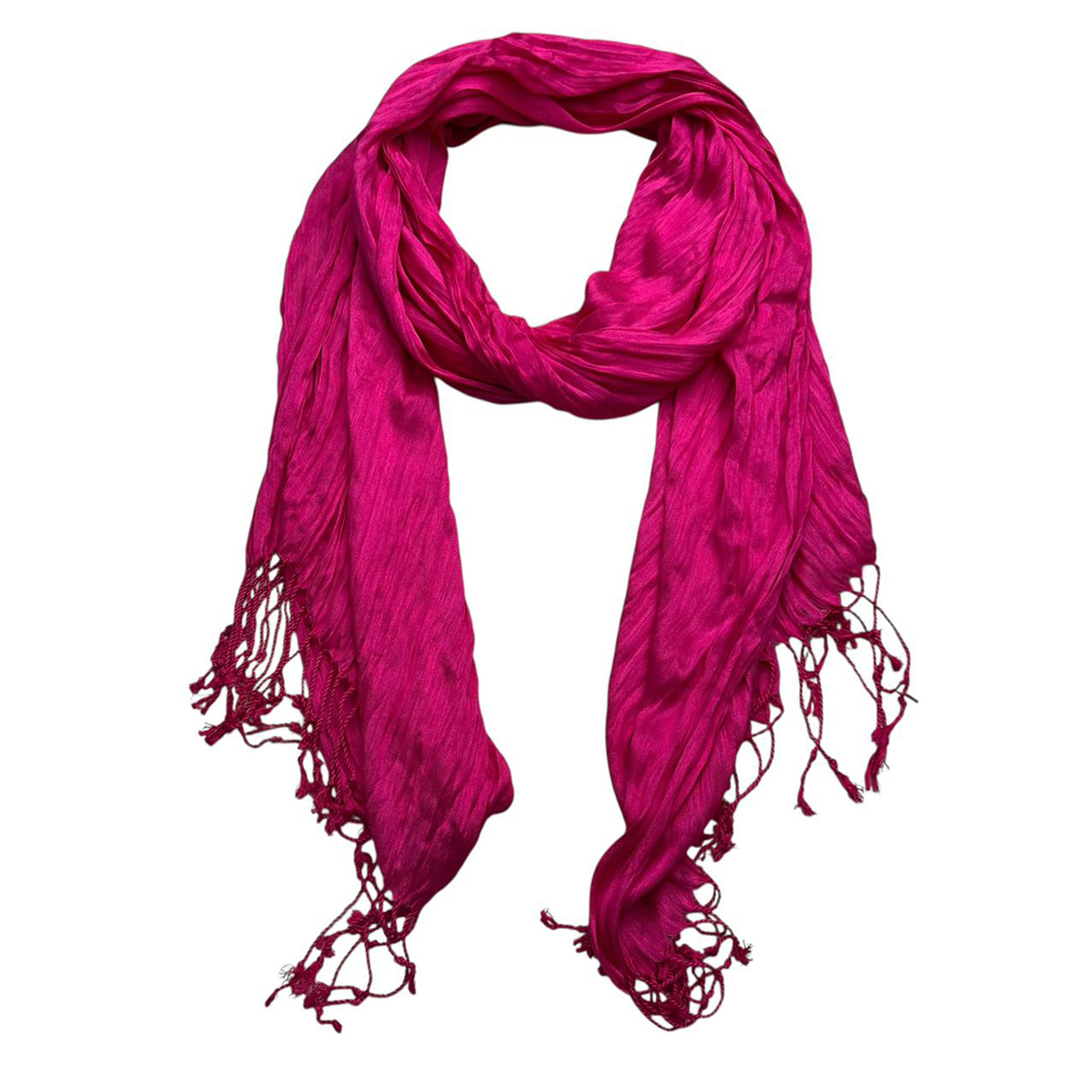 2pcs Electric Vibrant P Ink Crinkle Texture Scarf ,Eye Catching With Denim,vacation,daily Life,evening Party,Office Appropriate Subtlety For Women Men